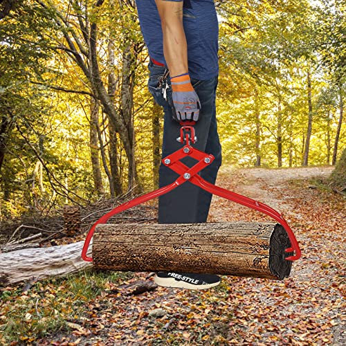 SPOFLYINN Hebezange für Holzscheite, 91,4 cm Öffnung, 4 Klauen, Hebezange, robuste Greifzange für Holzscheite, Stahlzange, Hebeholz