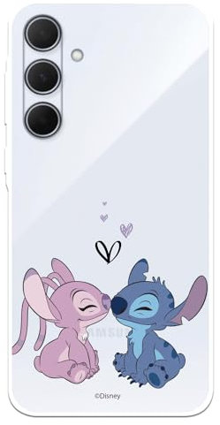 Schutzhülle kompatibel mit Samsung Galaxy A35 5G Offizielle Disney Angel & Stitch Beso zum Schutz Ihres Handys, transparente Silikonhülle, flexibel, offizielles Lizenzprodukt von Lilo & Stitch