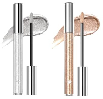 2pcs Flüssiger Lippenstift, Silberner und Hellgoldene, 2pcs*2.4g,lipsticks1 | Flüssiger Lippenstift, 2.4g Silberner Lippenstift und 2.4g Hellgoldene Lippenstifte, Antihaft-Lipgloss, Langanhaltende Farbe