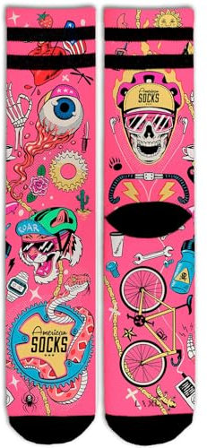 OLLIE TRICK AMERICAN SOCKS Socken Signature Serie Bunte Sportsocken entworfen Socks Röhrensocken Sport Basketball Skate Original American-socks, Cycling Beast, M