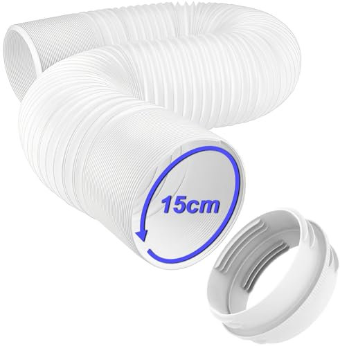 Ninyoon Portable Air Conditioner Hose with Universal Coupler, Counterclockwise Air Conditioner Exhaust Vent 15cm Diameter 2 Meters Length, with Universal 13cm 15cm AC Hose Connector