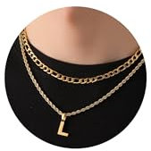 Rajputana Kette Mit Buchstaben,Buchstaben Kette,Halskette Herren,Kette Edelstahl, Kette Jungs,Kette Herren Gold, Ketten für Jungen,Initial Necklace,Chain Letter,Kette Buchstabe L