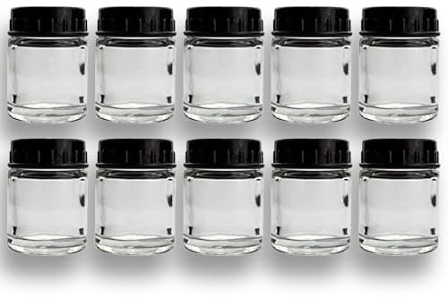 JUNIERS Airbrush Farben Glasbehälter AG-01 Farbtopf Mischglas Behälter Aufbewahrglas 10x 22ml