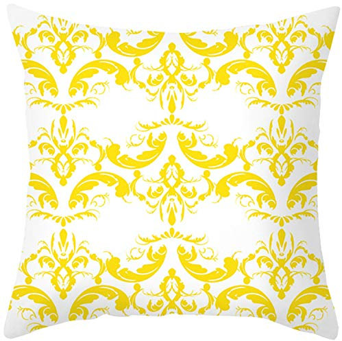 Ethereval Leinen Kissenbezüge Jugendzimmer Set Kissen Graffiti-Muster Weiß Gelb Kissenbezüge Wohnwagen Kissenhülle Japan Premiumtouch-Kissenbezüge 45x45cm