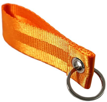 VmG-Store Schlüsselanhänger Schlüsselband 9x2,5cm für Auto Schlüssel Motorrad Schlüsselbund mit Schlüsselring Motorsport Sportgurt Tuning Zubehör langlebig S146 (Orange)