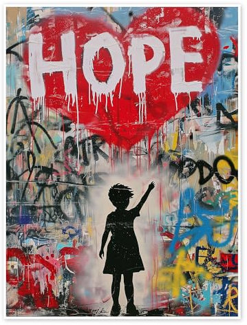 Hope - Banksy Style Poster von Frank Daske 50 x 70 cm Bunt Wandbilder Wanddeko