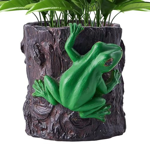 Frosch Stifthalter, Niedlich Lustig Frosch Harz Bleistifthalter, Kreative Pflanze Blumentopf Bleistift Fall, Einzigartige Desktop Frosch Thema Pen Display Halter Dekoration