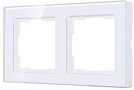 SMARTERCURRY 2-Fach Kristallglasrahmen, 151 x 80 mm, Weiß | Kristallglas-Rahmenplatte für 55-System SMARTERCURRY-Rolladenschalter, Lichtschalter und Steckdose, Frei Zusammenbaubar