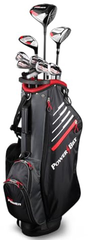 Power Bilt Herren Pro Power Complete Golf Club Set, Silber, Schwarz, Rot, Men's Standard