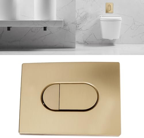 Actuator Plate Toilet Flush Release Compatible with Grohe, 2 Quantity and Start & Stop Actuation for Small Inspection Chute Vertical Mounting (Matt Brushed Gold)