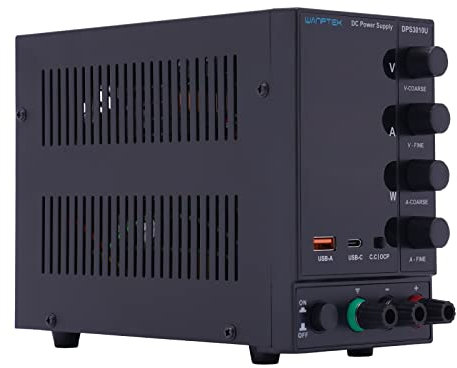 Mermajestic Fuente de alimentación CC ajustable 0-30 V 0-10 A 300 W, fuente de alimentación de laboratorio con refrigeración por ventilador, protección contra cortocircuitos, 0,5% de precisión