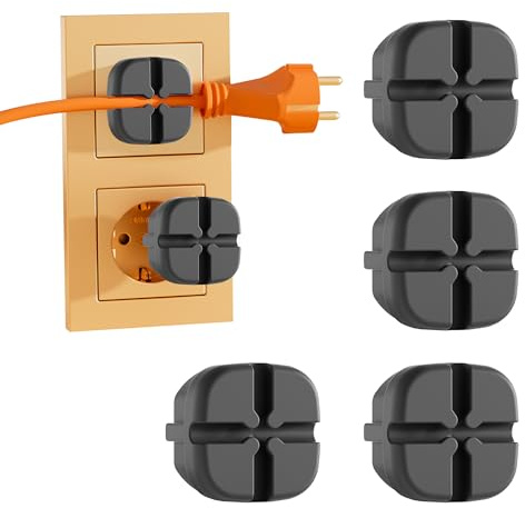 VntMQP F Steckdosenabdeckung, Silikon steckdosensicherung Dekorative Abdeckung/Staubschutz, Küche/Waschraum Spritzwassergeschützte steckdosen abdeckung (4Schwarz/Kabelklemmen)