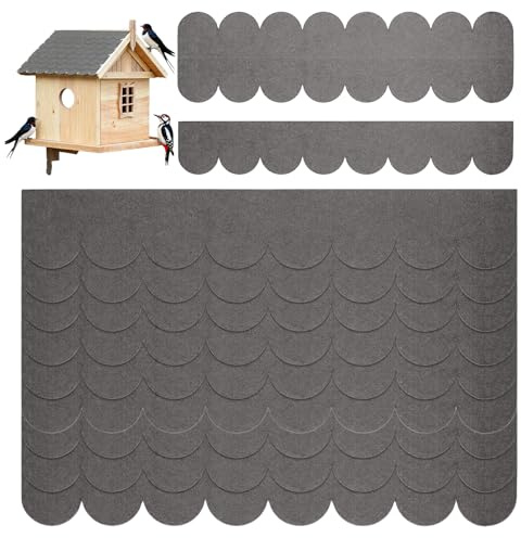 AEMCHDM 32 Stück Dachschindeln für Vogelhaus, Dachpappe Selbstklebend (30x5cm & 30x11cm), Dachpappe Vogelhaus für DIY-Vogelnester, KaninchenkäFige, Insektenhotels, HundehüTte (Grey)