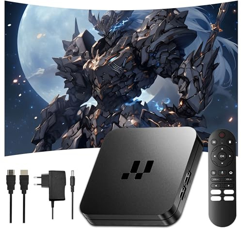 Boîtier TV Y1 Android 16,2+16Go,Amlogic S905 Quad-Core,Boîtier Android 4K HD avec Dual WiFi 2.4/5GHz+BT,LAN 100 Mbps,Boîtier Intelligent pour Téléviseur,pour Chambre/Bureau (Télécommande Bluetooth)