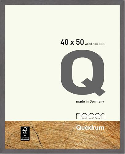 nielsen Quadrum Wooden Picture Frame - Grey 40x50cm - with Float Glass and Easy Push-Turn Clips - for Photos and Art