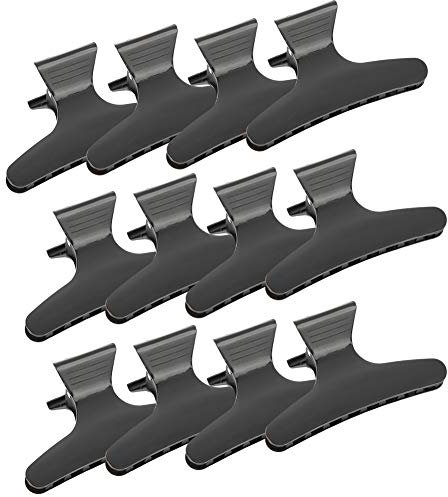 12 pezzi mollettoni capelli, accessori parrucchiere fermagli per capelli antiscivolo per donne,coccodrillo fermacapelli, nero opaco parrucchiere sezionamento clip