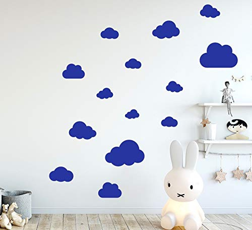 MacDecal.de Wolken Set 16x Wolke Wandtattoo Wandaufkleber Sticker Aufkleber Wand Himmel Baby (Wolkenset 16 Teilig, Blau)