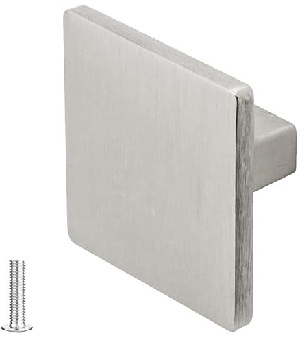 Decoranddecor Calla Square Cabinet Knob Door Pull Handle Kitchen Cupboard Furniture Drawer (1 Pack, Brushed Chrome)