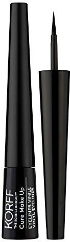Korff Eyeliner, wasserfest, extra schwarz und glänzend, dünner Strich, Anti-Entgratung und Langlebigkeit, Schwarz, 2,5 ml