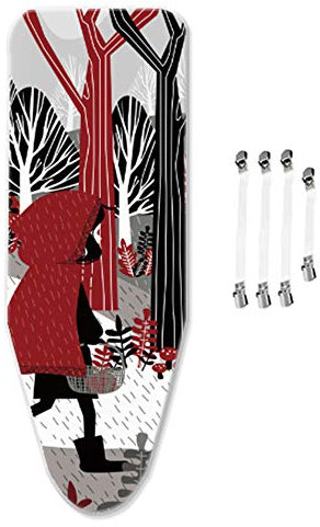 ZJBKX Très Grande Housse de Table à Repasser, L/XL, Gril Rouge, avec 4 Clips 150x60