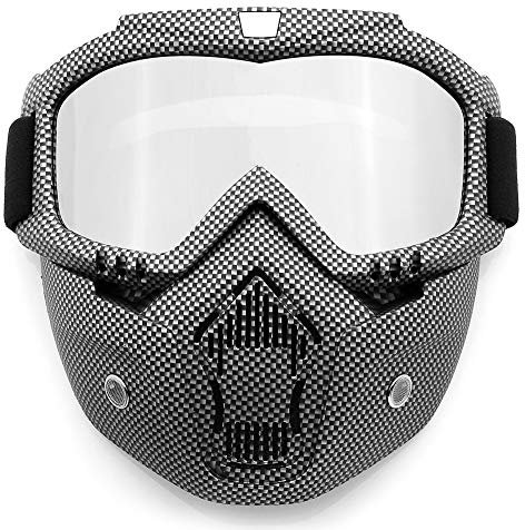 SPOSUNE Motorradbrille Abnehmbare Gesichtsmaske, ATV Dirt Bike Motocross MX Riding Paintball Brille staubgeschützt UV400 Brille mit weichem Schaumstoff, verstellbarer Riemen für Männer und Frauen