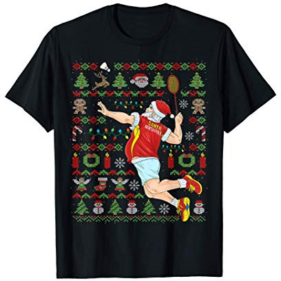 Ugly Christmas Badminton Federball Weihnachten Geschenk T-Shirt