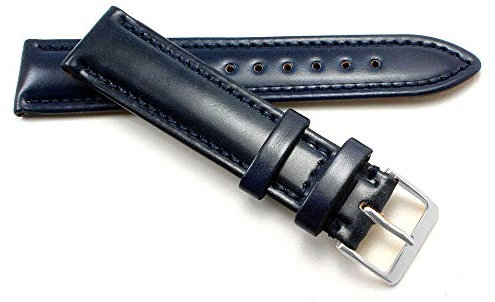 Graf Shell Cordovan Ersatzband blau 20mm S M XL (M (115mm+85mm), Silber Schließe)