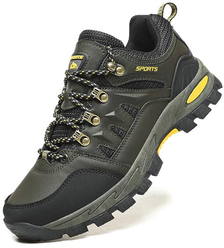 Topwolve Hiking Boots Men's Women's Waterproof Walking Shoes Low Rise Trekking Climbing Shoes Outdoor Backpacking Camping Trails Shoes,Green,6 UK