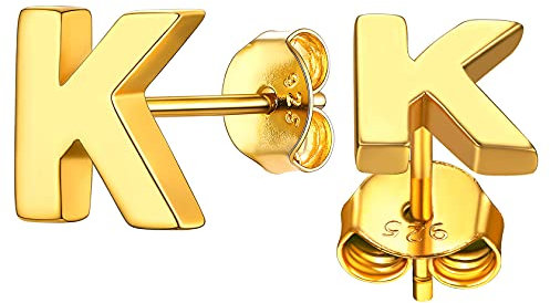 ChainsHouse goldener Ohrstecker für Damen Mädchen Klein Alphabet K Ohrschmuck Minimalisitischer Letter Ohrschmuck für Valentinstag Geburtstag