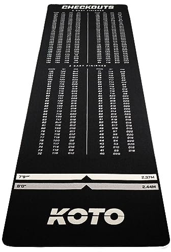 KOTO - Carpet Checkout Schwarz, 285x80cm Dartmatte, Schutz Bodens & Dartpfeile, Mit Score-Indikation + Oche
