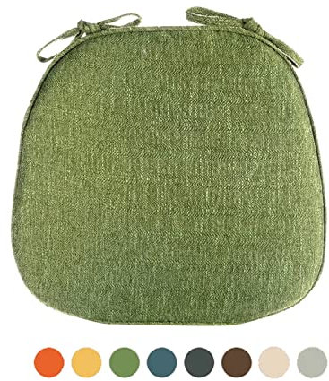 Yadlan Sitzpolster Stuhl 2er Set, Stuhlkissen 40x40 mit Bändern, Sitzkissen rutschfest, Waschbar halbrund Kissen mit Abnehmbarem Bezug, Dauerhaft Stuhl Kissen Grün