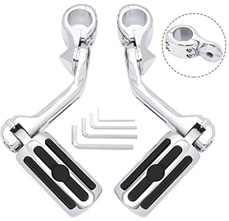 Repose-pieds inclinés pour motos Harley avec protection moteur 3,2 cm, barre d'autoroute 3,2 cm (chromé)