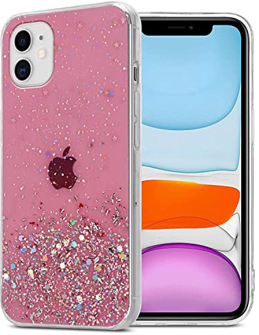 Cadorabo Hülle kompatibel mit Apple iPhone 11 PRO Rundumschutz TPU Silikon Case Mädchen Glitzer Strass Design Slim Kratzfest Weiche Gummi Bling Schutzhülle für Apple iPhone 11 PRO in Rosa