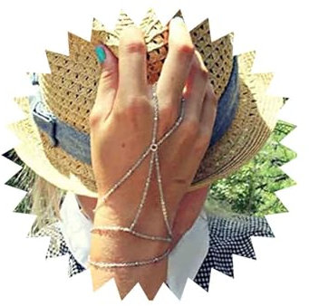 Yheakne Boho Fingerring Armband Silber geschichtet Quaste Kettenarmband Ring Handgelenk Armband Vintage Sklavenarmband Handgeschirr Kettenarmband Schmuck für Frauen und Mädchen Geschenke (Silber)