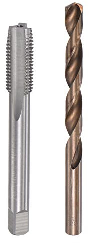sourcing map M10 x 1.25 Straight Flute Thread Tap and 8.8mm Twist Drill Bit Set, Metric M35 Cobalt High Speed Steel Machine Threading Tap Drilling Tool for Stainless Steel
