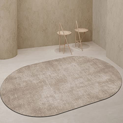makeups1 Oval Groß Teppich Weicher Kurzflor Designer Teppich Modern Designer In-und Outdoor Teppich, Einfarbiges Khaki-Muster, 80 x 120 cm