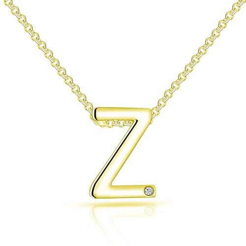 Philip Jones Gold Plated Initial Necklace Letter Z Created with Zircondia® Crystals