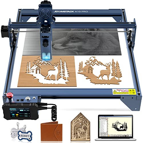 ATOMSTACK A10 PRO Laser Graviermaschine Laser Cutter 50W Effekt, hochpräzises CNC-Laserschneiden, 410 x 400 mm großflächige Lasergravur, 10-W-Laser, 0,08-mm-Laserfokus