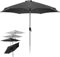 MIADOMODO® Sonnenschirm-270 cm, mit Kurbel, ohne/mit LED Beleuchtung, Wasserdicht, UV-Schutz, Farbwahl, für Terrasse, Balkon, Garten-Marktschirm, Terrassenschirm, Balkonschirm (Anthrazit ohne LED)