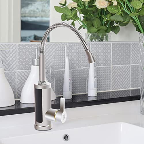 3000W 360° LED Elektrisch Wasserhahn Durchlauferhitzer Edelstahl Küche Bad Warmwasser Küchenarmatur Heizungsarmaturen Mischbatterie Sofortheizhahn Heißes und Kaltes Küchenhahn