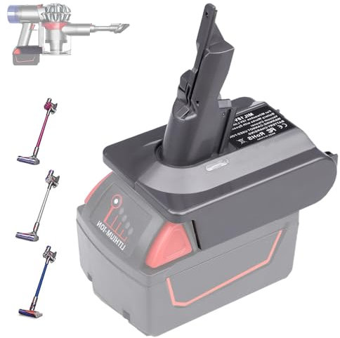 V8 Battery Adapter for Milwaukee M18 18V Battery,Compatible with Dyson V8 Series Absolute Animal Vacuum Cleaner, V8 Fluffy V8 Motorhead,229602-01, V8 Carbon Fiber with Dyson Trigger Lock & Filter