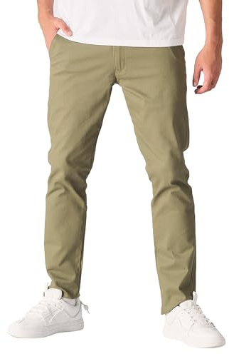 JMOJO Chinos Trousers Men – Slim Fit Wrinkle Resistant Stretch Cotton Pants – Smart Casual Wear for Office, Travel & Weekend Light Green