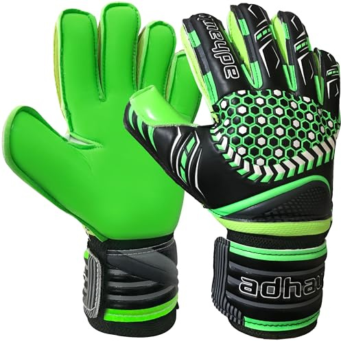 Adhawk Goalkeeper Gloves - Premium Quality Latex Palm with Finger Spine Protection & Double Layer Wristband - Premium Designed Goalie Gloves for Kids, Youth and Adult