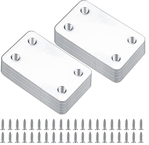 20 Stück Flachverbinder, Verbindungsplatte Verbinder, Edelstahl Flachverbinder, zur Restaurierung und Befestigung von Holzmöbeln