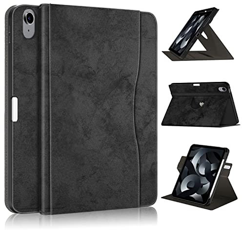 TOPCASE 360° Rotating Case Compatible with iPad Air 11-inch M3 (2025) / M2 (2024), iPad Air 5th (2022)/ 4th Generation (2020) 10.9inch, Cover with Adjustable Stand,Pencil Holder & Shockproof,Black
