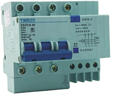 LOUJIN Disjoncteur à Courant résiduel DZ47LE 3P + N 25A 400V ~ 50HZ/60HZ avec Protection Contre Les surintensités et Les fuites
