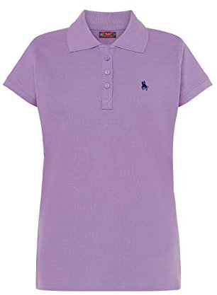 S&C - Polo Donna Manica Corta - Polo Donna Custom Fit Leggermente vestibilità - Bordatura a Maniche e Collo a Costine - Made in Cotone e in Spagna, Lavanda, XL