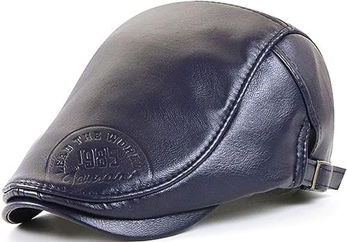 JFAN Baschi e Berretti Scozzesi in Pelle PU Coppola Uomo Berretto Piatto Regolabile Duckbill Classico da Cappello Unisex,Blu,Taglia Unica