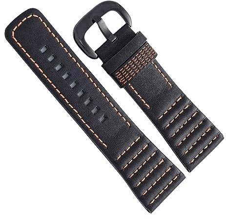 Chlikeyi Ersatz-Uhrenarmbänder aus echtem Leder, 28-mm-Uhrenarmbänder, Orange, 28 mm