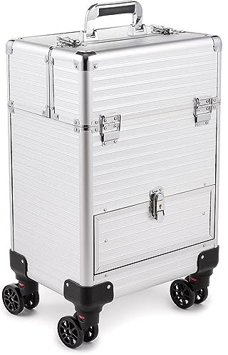 SEVICO Kosmetikkoffer Schminkkoffer Beauty Make-up Case Multikoffer professioneller Make-up Rollkoffer Organizer für die Reise abschließbare Friseurkoffer mit 360° drehbaren Rollen B:34xT:24xH:50 cm